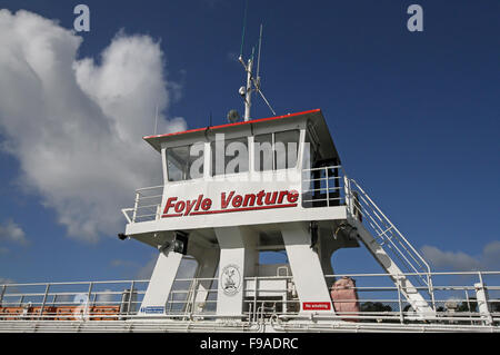 Der foyle Venture Fähre. Der Lough Foyle Fähre läuft von Magilligan in Nordirland über Lough Foyle Stockfoto