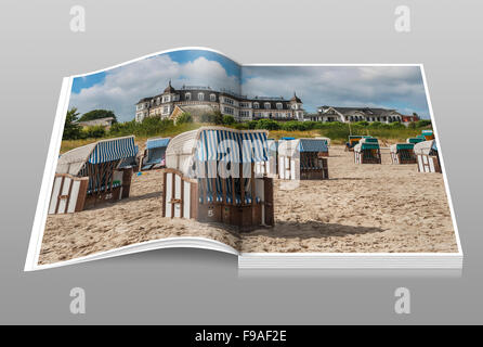 Hotel Ahlbecker Hof, Liegestühle am Strand, Ostsee resort Ahlbeck, Insel Usedom, Mecklenburg-Western Pomerania, Deutschland Stockfoto