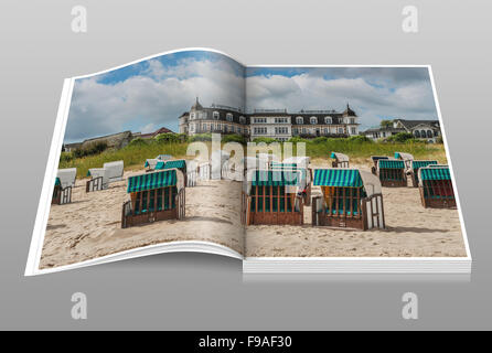 Hotel Ahlbecker Hof, Liegestühle am Strand, Ostsee resort Ahlbeck, Insel Usedom, Mecklenburg-Western Pomerania, Deutschland Stockfoto