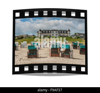 Hotel Ahlbecker Hof, Liegestühle am Strand, Ostsee resort Ahlbeck, Insel Usedom, Mecklenburg-Western Pomerania, Deutschland Stockfoto