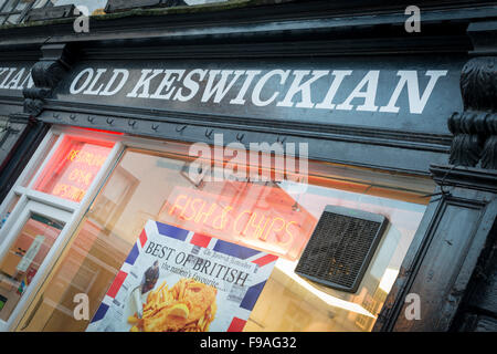 Die alte Keswickian Fish &amp; Chips-Shop und das Restaurant in Keswick Cumbria UK Stockfoto