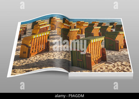 Liegestühle am Strand Ostsee, Ostsee resort Binz, Insel Rügen, Mecklenburg-Western Pomerania, Deutschland, Europa Stockfoto