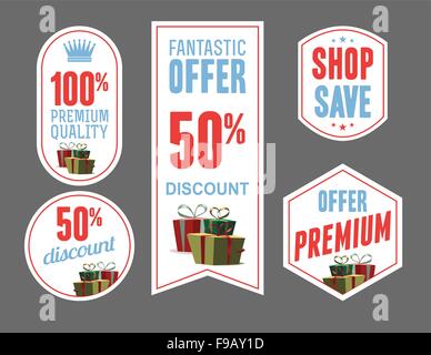 Rabatt-Produkt- Etiketten -Vektor-design Stock Vektor