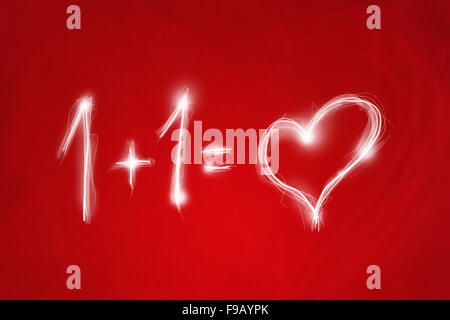 Liebe-Konzept mit Herz auf rot abstrakten Hintergrund. Stockfoto