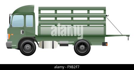 Dunkel grün LKW Bauernhof schwarze Tür öffnen Stock Vektor