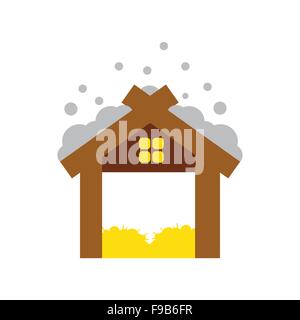 flache Symbol mit langer Schatten Weihnachten Scheune Stock Vektor