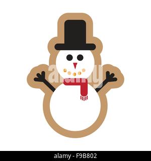 flache Symbol auf weißem Hintergrund Schneemann mit Hut Stock Vektor