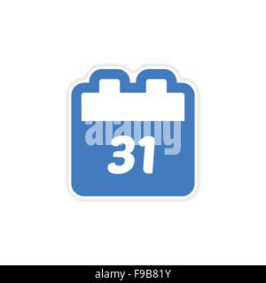 Papier Sticker auf weißem Hintergrund Kalender am 31. Dezember Stock Vektor