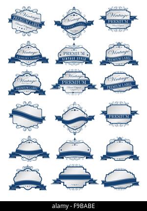 Blaue Luxus-Labels und Etiketten Vorlage Stock Vektor