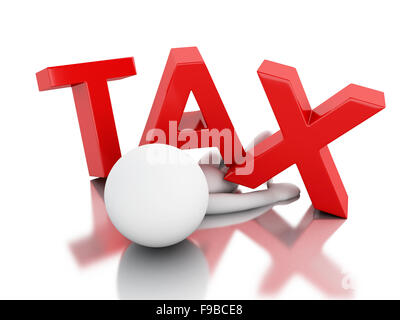 3D Renderer Abbildung. Weiße Menschen und Steuer Wort. Isolierten weißen Hintergrund Stockfoto