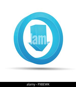 Blauer Pfeil nach unten im Zyklus Stock Vektor