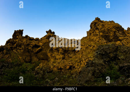 Dimuborgir ungewöhnlich geformte Lava-Formationen in der Nähe von See Myvatn Stockfoto