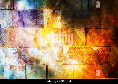 Stein Wand Textur. Ocker Hintergrund. Coloor efect Stockfoto