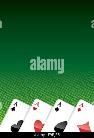 Poker-Hintergrund mit vier Asse. Adobe Illustrator EPS8 Datei. Stock Vektor