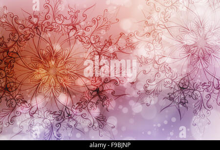 Blume Mandala auf einen rosa und violett Hintergrund abstrahieren und Kreis bokeh Stockfoto