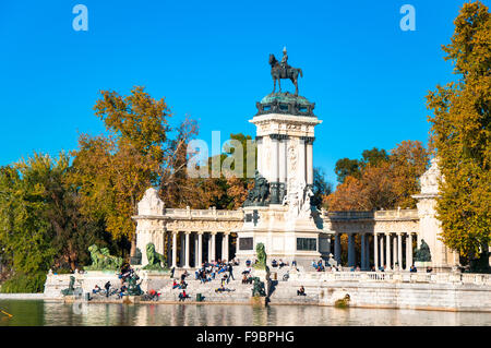 Denkmal für König Alfonso XII, Buen Retiro Park,, Madrid Spanien Stockfoto