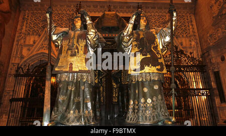 Christopher Columbus Grab in der Kathedrale von Sevilla, Andalusien, Spanien EU Stockfoto