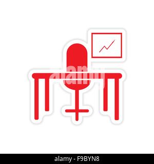 stilvolle Aufkleber auf Papier Stuhl für Tabelle Stock Vektor