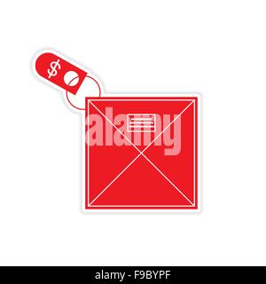 stilvolle Aufkleber auf Papierumschlag und Geld Stock Vektor