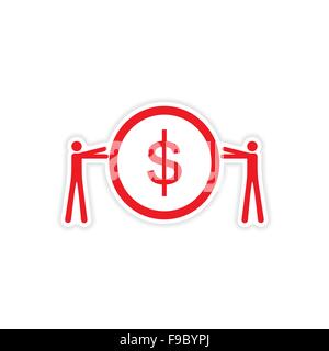 stilvolle Aufkleber auf Papier Menschen und Münzen Stock Vektor