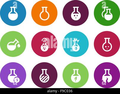 Reagenzglas Kreis Symbole auf weißem Hintergrund. Stock Vektor