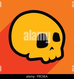 Wohnung mit Schatten und mobile Anwendung Schädel-Symbol Stock Vektor