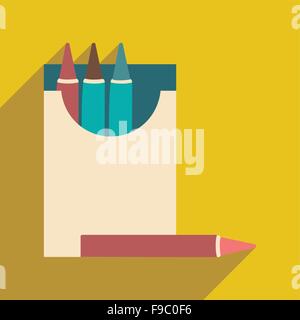 Flach mit Schatten-Symbol und mobile Anwendung Buntstifte Stock Vektor