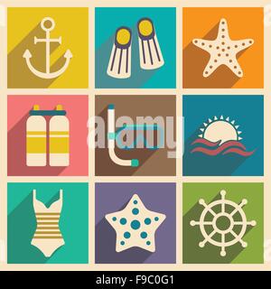 Wohnung mit Schatten-Konzept und der mobilen Anwendung Tauchen Stock Vektor