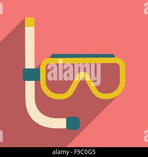 Flach mit Schatten-Symbol und mobile Anwendung Tauchen Maske Stock Vektor