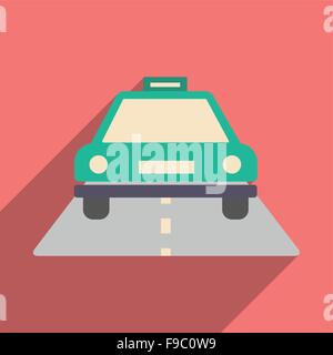 Wohnung mit Schatten-Symbol und mobile Anwendung taxi Stock Vektor