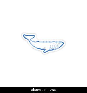 Papier Sticker auf weißem Hintergrund Blauwal Stock Vektor
