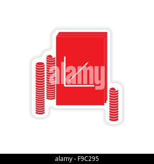 stilvolle Aufkleber auf Papier Bericht und Münzen Stock Vektor