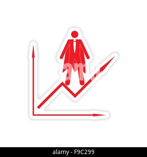 stilvolle Aufkleber auf Papier Mann wirtschaftlichen Zeitplan Stock Vektor