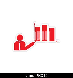 stilvolle Aufkleber auf Papier Menschen und Diagramm Stock Vektor