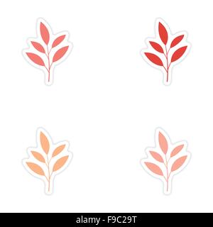 Baugruppenkonstruktion realistische Aufkleber auf Papier Blätter im Herbst Stock Vektor