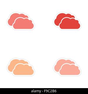 Baugruppenkonstruktion realistische Aufkleber auf Papier Wolken Stock Vektor