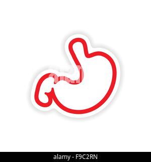 Papier Sticker auf weißem Hintergrund menschlichen Magen Stock Vektor