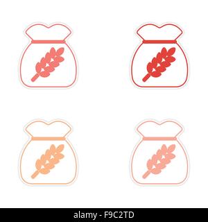 Baugruppenkonstruktion realistische Aufkleber auf Papier Tasche Weizen Stock Vektor