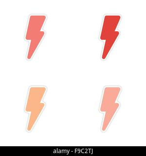 Baugruppenkonstruktion realistische Aufkleber auf Papier Blitzsymbol Stock Vektor