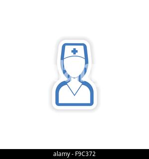 Papier Sticker auf weißem Hintergrund medizinische Arbeiter Stock Vektor