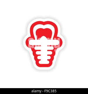 Papier Sticker auf weißem Hintergrund falschen Zahn Stock Vektor