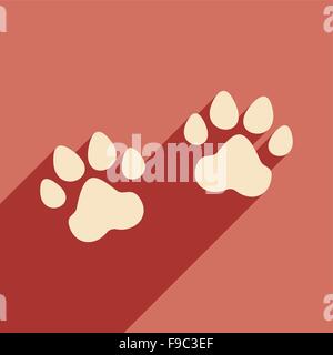 Wohnung mit Schatten-Symbol und mobile Anwendung Spuren Tiere Stock Vektor