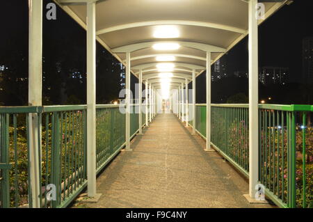 eine Überführung Brücke zwischen grün und Menschen sind Fuß über es in Singapur und japan Stockfoto