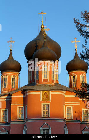 Goldene Kuppeln und kreuzt der russisch-orthodoxen Kirche Stockfoto