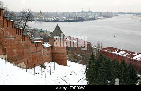 Winter-Ansicht des Kreml Nischni Nowgorod Russland Stockfoto