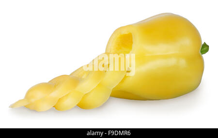 gelbe geschnittenen Paprika isoliert auf weißem Hintergrund Stockfoto