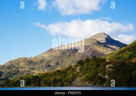 Yr Aran Berg über Llyn Gwynant See in Nant Gwynant Tal in Snowdonia-Nationalpark. Nantgwynant Gwynedd Nordwales UK Stockfoto