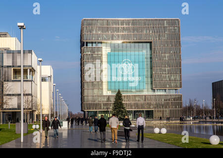 ThyssenKrupp Konzernzentrale mit neues Firmen-Logo, in Essen, Deutschland Stockfoto