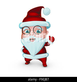 Süßer Weihnachtsmann lächelnd mit Geschenke Brillen (3D Illustration) Stockfoto