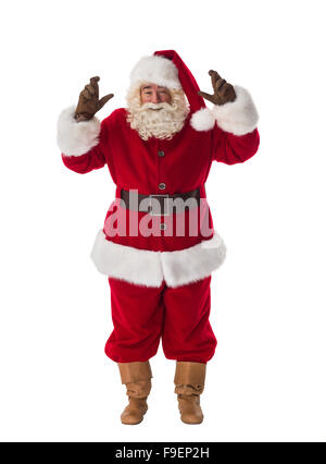 Santa Claus mit gekreuzten Fingern Porträt machen eine mit isoliert auf weißem Hintergrund Stockfoto